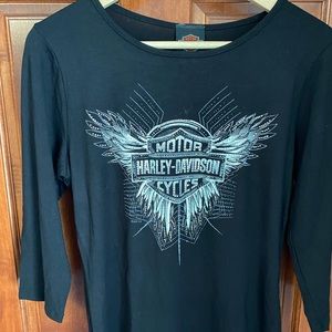 Brand New Black Harley-Davidson 3/4 Sleeve T-Shirt